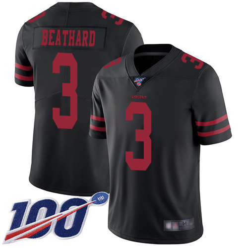 San Francisco 49ers Limited Black Men C. J. Beathard Alternate NFL Jersey #3 100th Season Vapor Untouchable->women nfl jersey->Women Jersey
